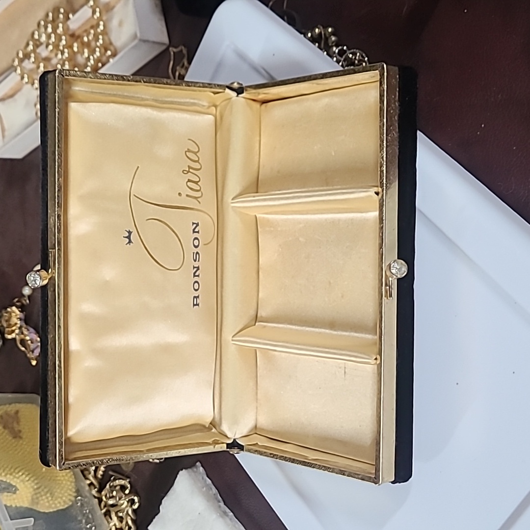 Vintage Black Felt Jewelry Box